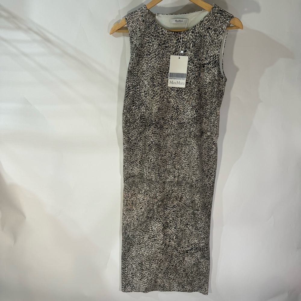 MaxMara Grey Pattern Sleeveless Midi Dress